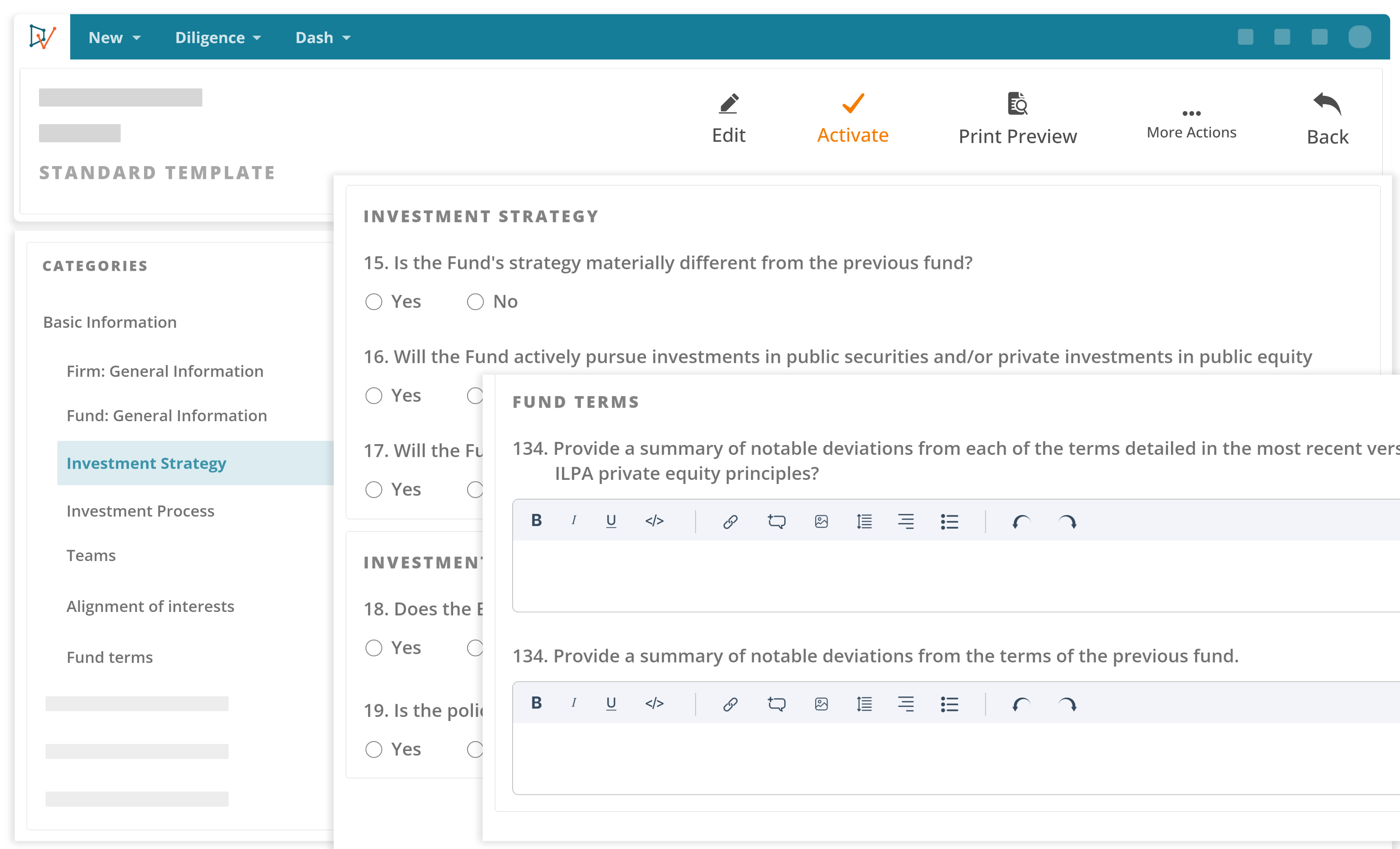 ILPA Due Diligence Questionnaire